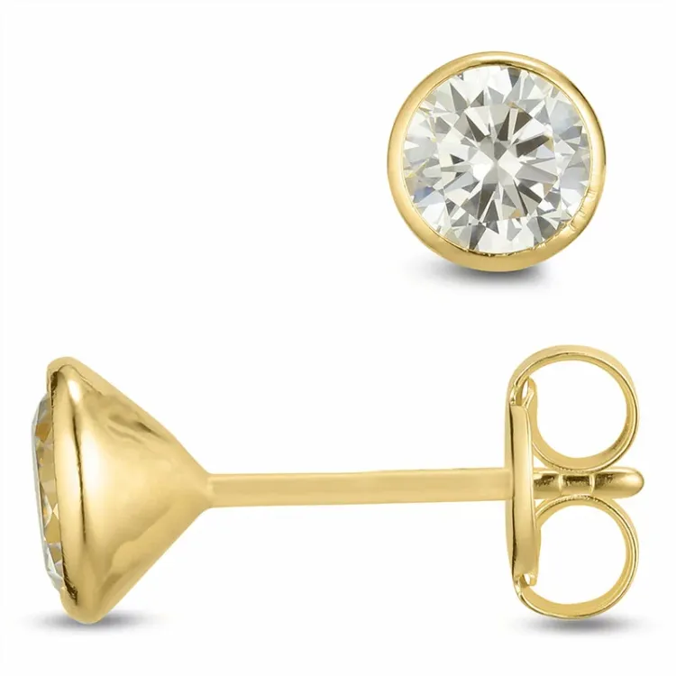 6 mm örhängestift i 9 karat guld med zirkon - Gold Collection