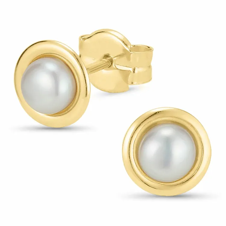 4,5 mm pärla örhängestift i 9 karat guld - Gold Collection