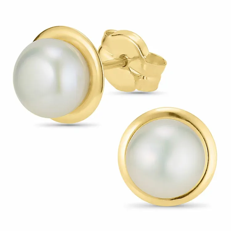 5,5 mm pärla örhängestift i 9 karat guld - Gold Collection