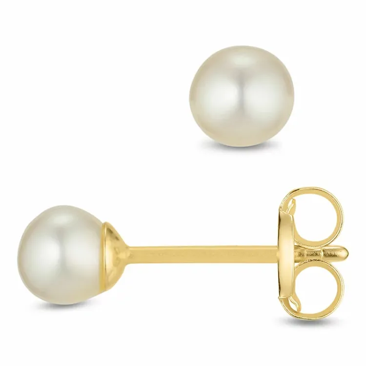 4 mm pärla örhängestift i 9 karat guld - Gold Collection