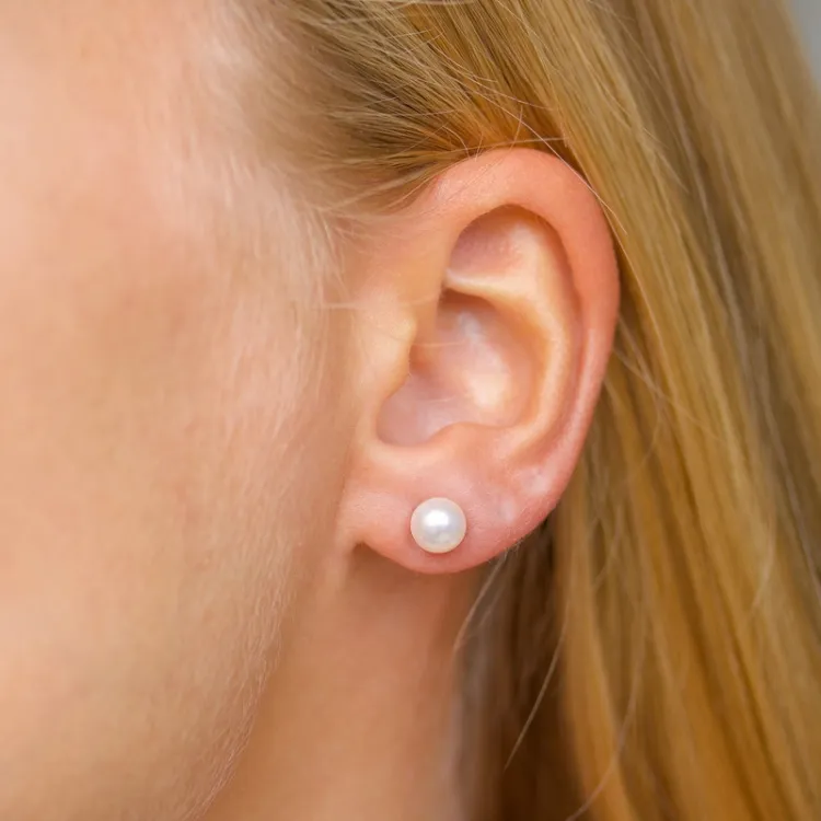 6 mm pärla örhängen i 9 karat guld - Gold Collection