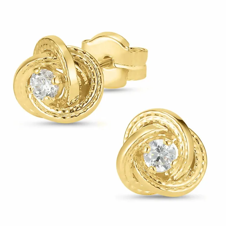 zirkon örhängestift i 9 karat guld med zirkon - Gold Collection