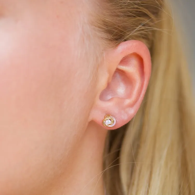 zirkon örhängestift i 9 karat guld med zirkon - Gold Collection