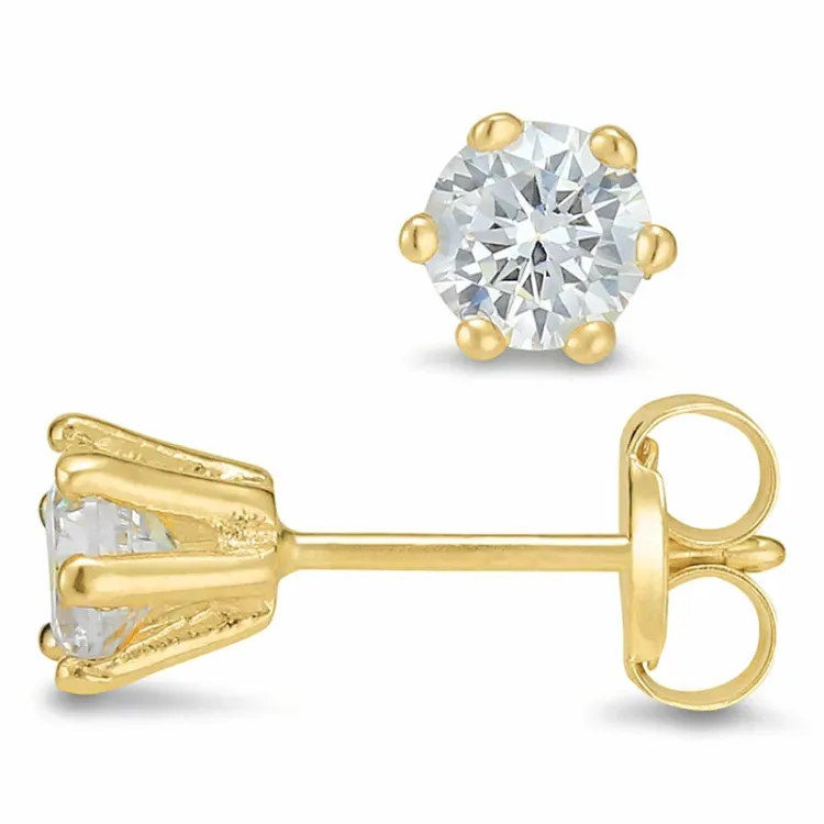 4 mm zirkon örhängestift i 9 karat guld med zirkon - Gold Collection