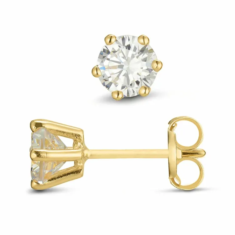5 mm zirkon örhängen i 9 karat guld med zirkon - Gold Collection