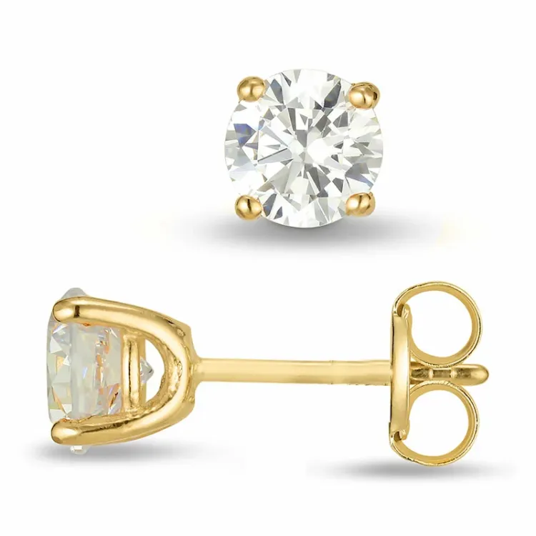 5 mm zirkon örhängestift i 9 karat guld med zirkon - Gold Collection