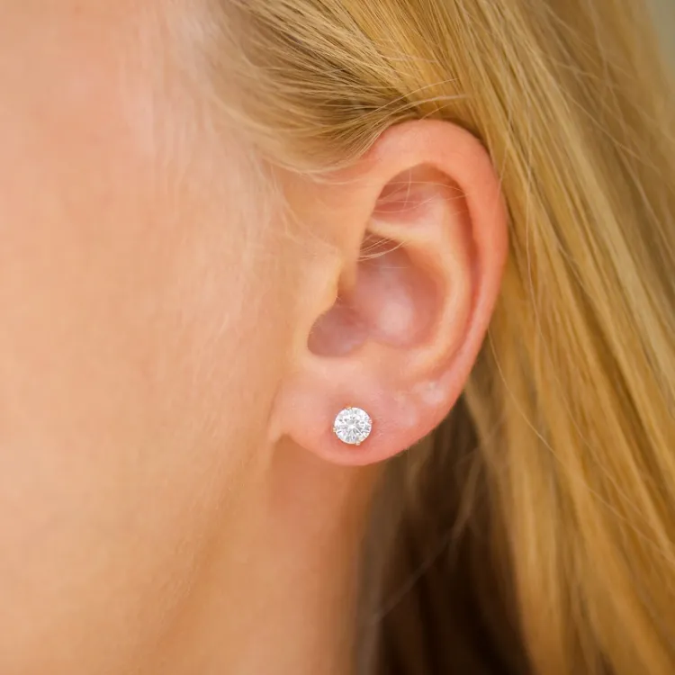 5 mm zirkon örhängestift i 9 karat guld med zirkon - Gold Collection