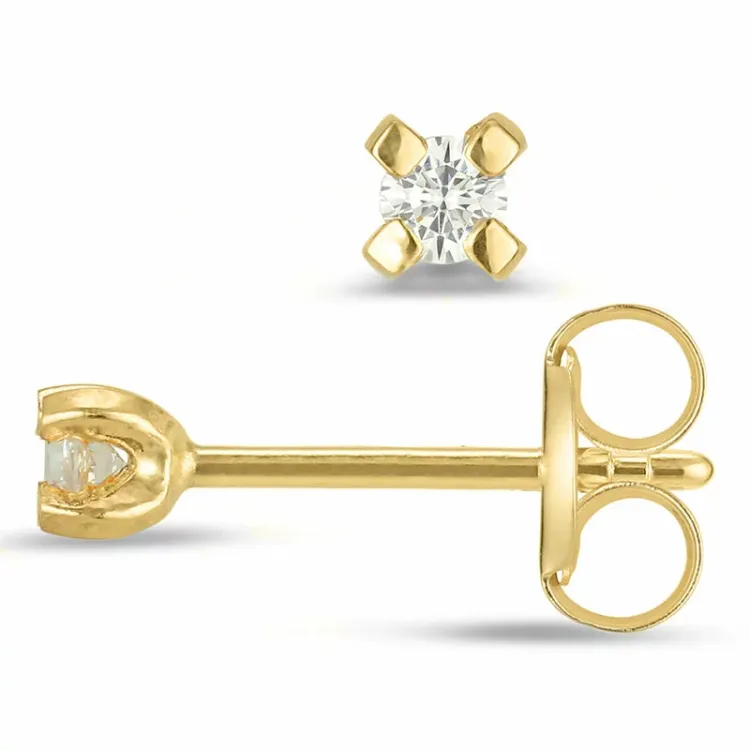 2 mm zirkon örhängestift i 9 karat guld med zirkon - Gold Collection