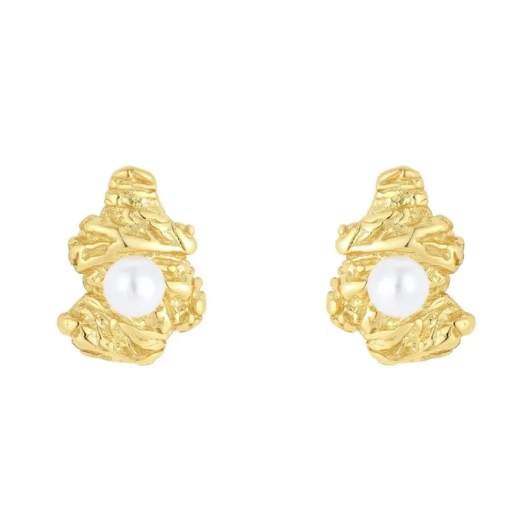 Nava Eos Petite Studs  pärla örhängen i förgyllt silver