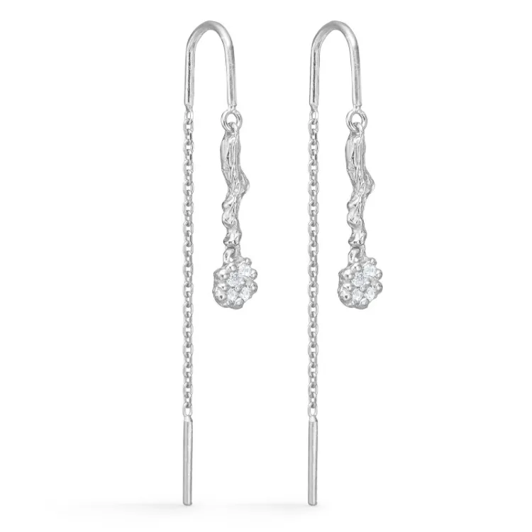 Studio Z Tangled kedja örhängen i silver vit zirkon