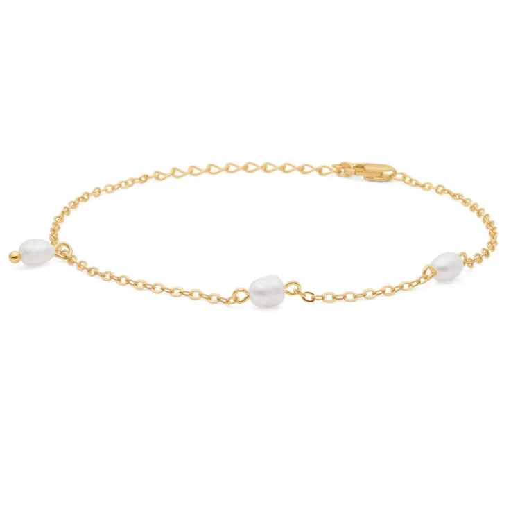 Studio Z Trace Pearl armband i förgyllt silver