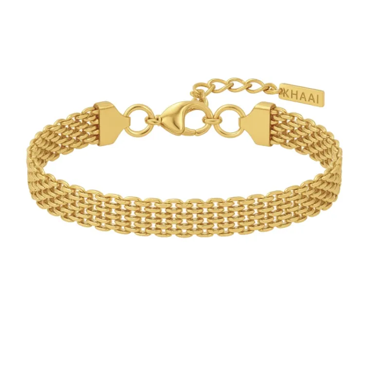 Khaai Studio Mesh armband i förgyllt stål