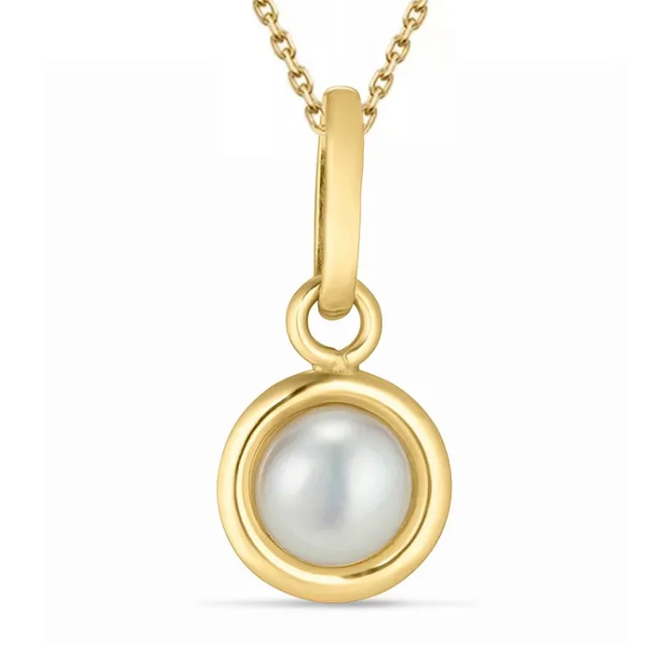 pärla halsband i förgyllt silver med hängen i 9 karat guld - Gold Collection