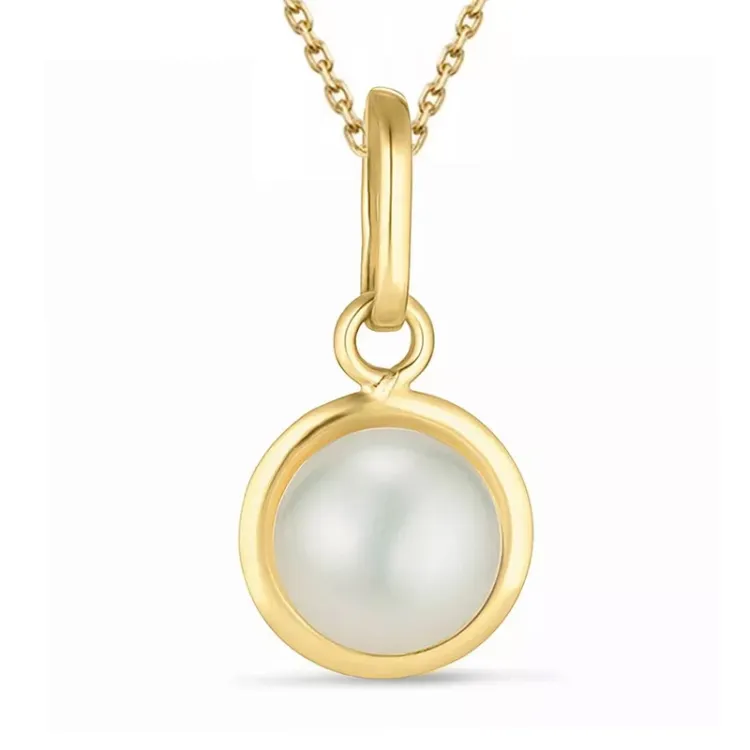 pärla halsband i förgyllt silver med hängen i 9 karat guld - Gold Collection