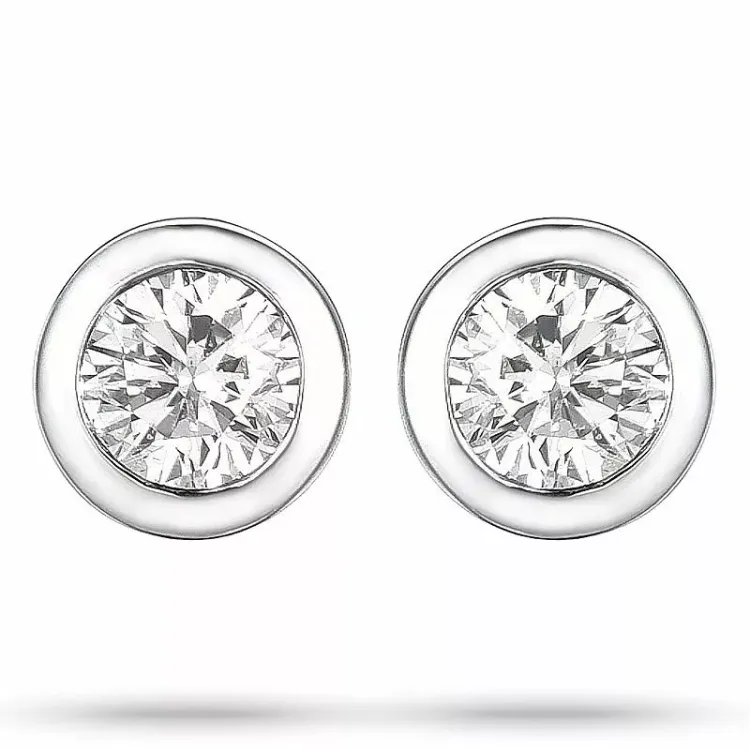 2 x 0,05 ct diamant solitäreörhängestift i 14 karat vitguld med diamant 