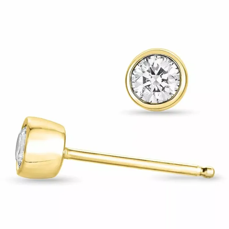 2 x 0,10 ct solitäreörhängestift i 14 karat guld med diamant