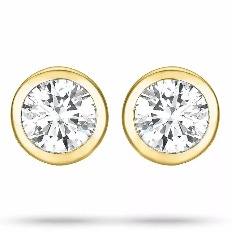 2 x 0,10 ct solitäreörhängestift i 14 karat guld med diamant