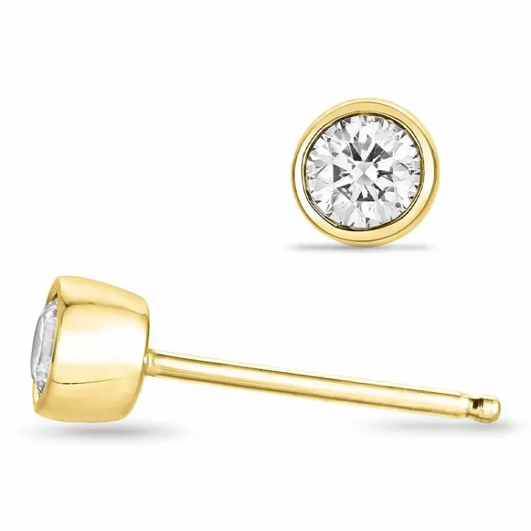 diamant solitäreörhängestift i 14 karat guld med diamant