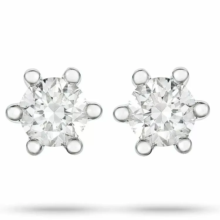 2 x 0,10 ct diamant solitäreörhängestift i 14 karat vitguld med diamant 