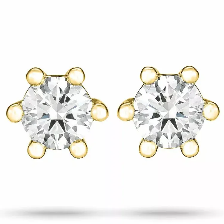 2 x 0,15 ct  solitäreörhängestift i 14 karat guld med diamant 
