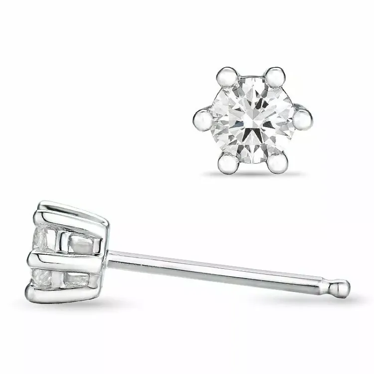 diamant solitäreörhängestift i 14 karat vitguld med diamant