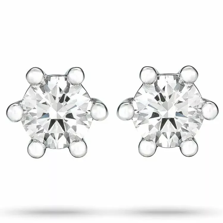 diamant solitäreörhängestift i 14 karat vitguld med diamant