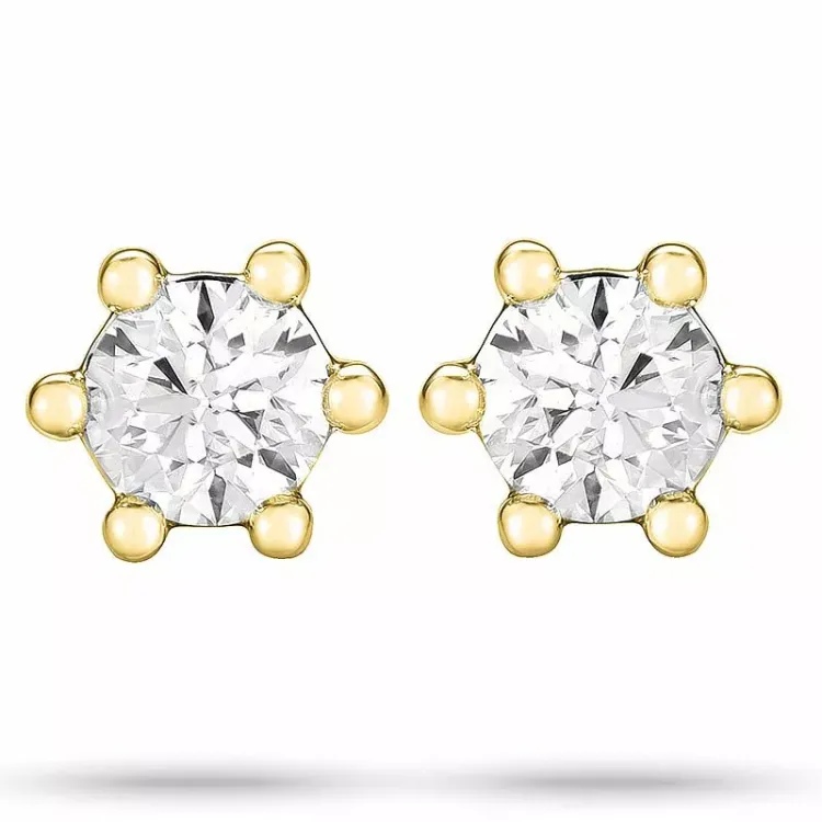 2 x 0,20 ct solitäreörhängestift i 14 karat guld med diamant 