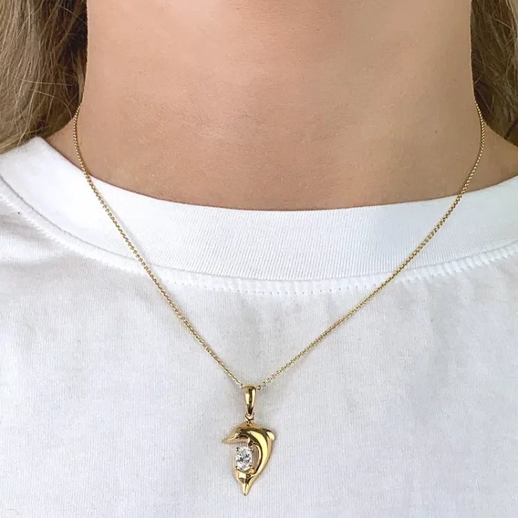 Delfin hängen i 9 karat guld