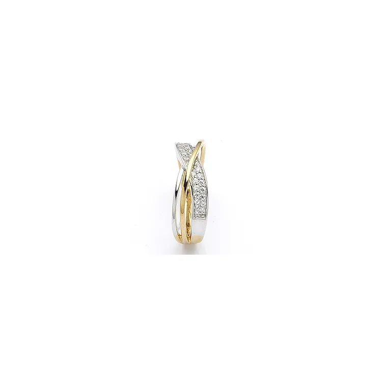 Äkta ring i 9 karat guld med 9 karat vitguld
