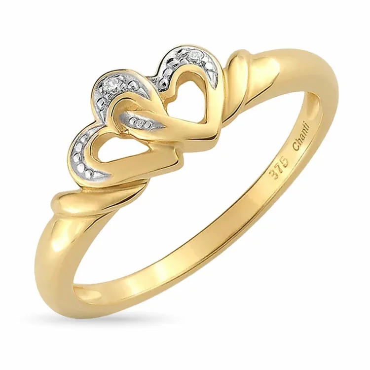 hjärta zirkon ring i 9 karat guld med rhodium - Gold Collection