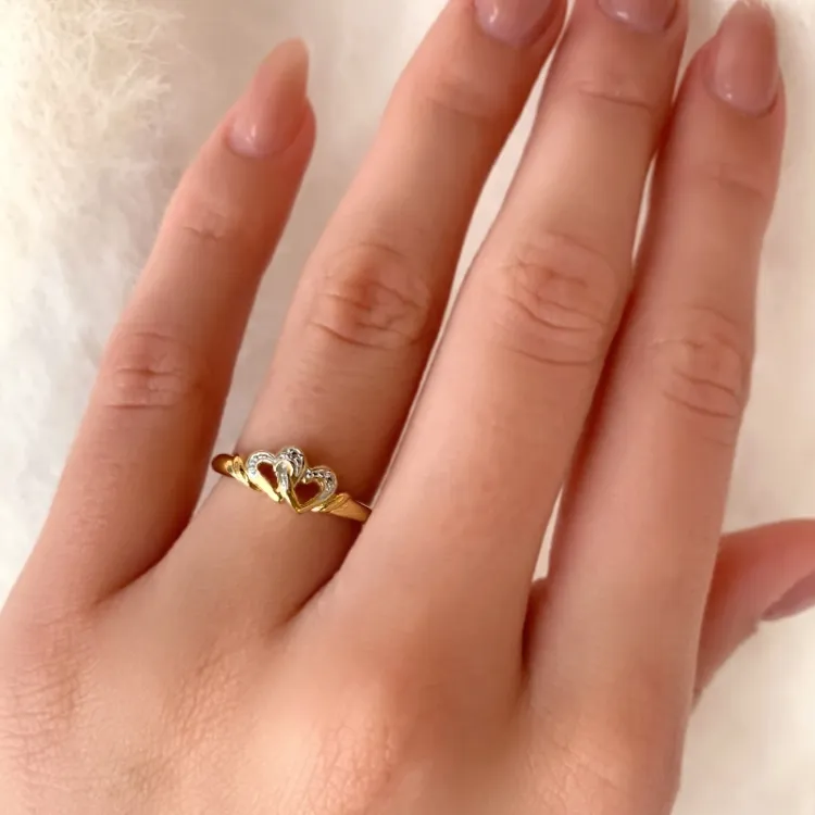 hjärta zirkon ring i 9 karat guld med rhodium - Gold Collection