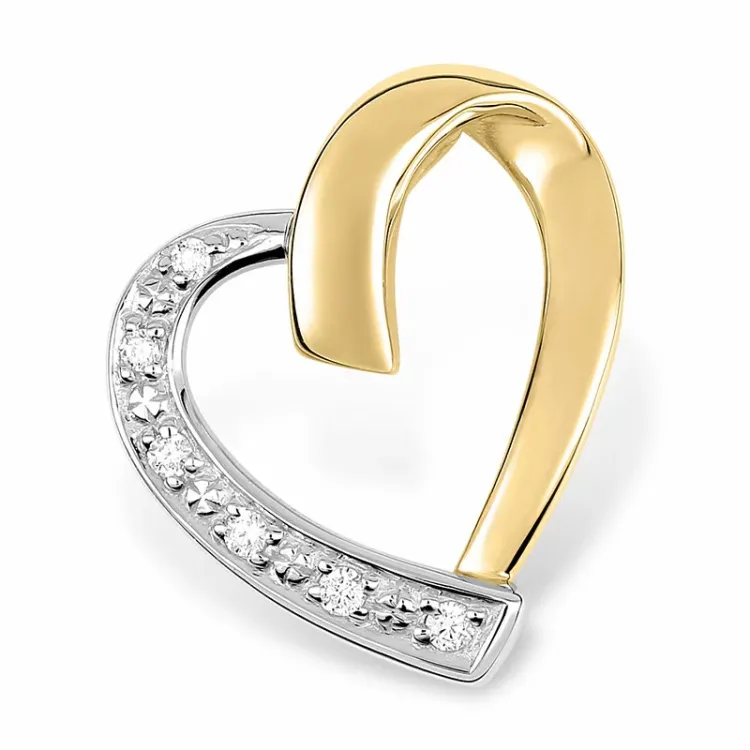 hjärta hängen i 9 karat guld med rhodium