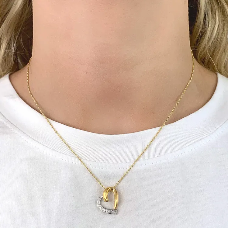 hjärta hängen i 9 karat guld med rhodium