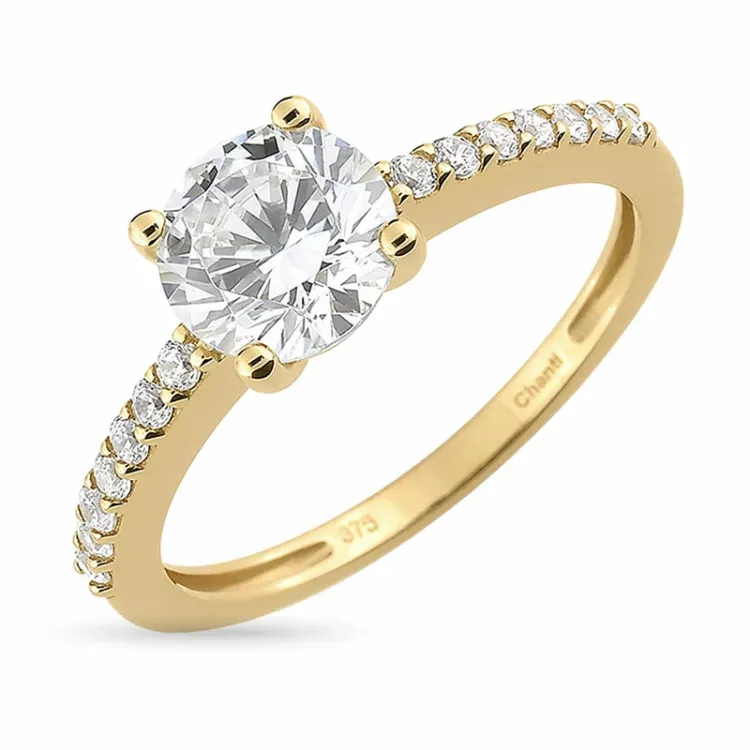 vit zirkon ring i 9 karat guld - Gold Collection