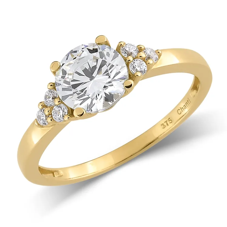 Kollektionsprov med fel zirkon ring i 9 karat guld