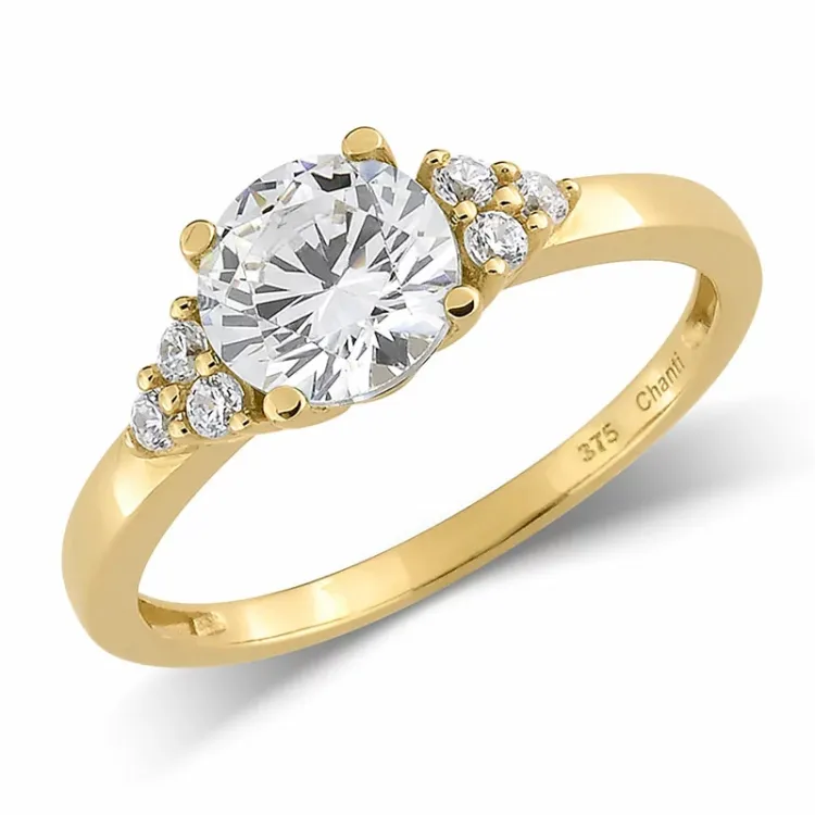 vit zirkon ring i 9 karat guld - Gold Collection