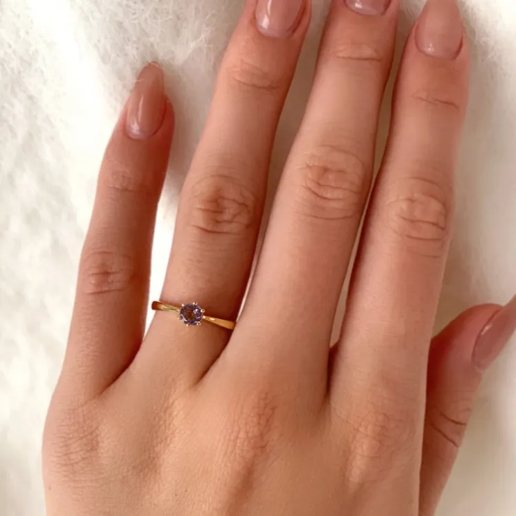 ametist solitärring i 9 karat guld - Gold Collection