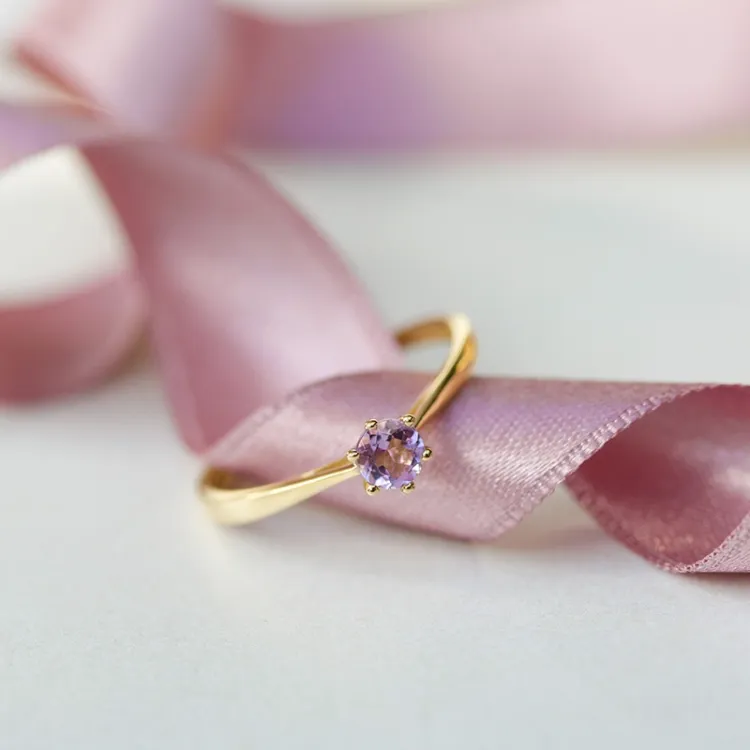 ametist solitärring i 9 karat guld - Gold Collection