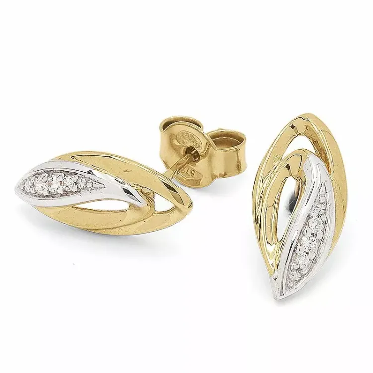 Vackra zirkon guldörhängen i 9 karat guld med rhodium med zirkoner