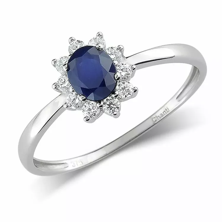 safir rosettring i 8 karat vitguld