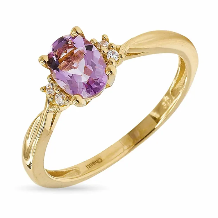 oval ametist guldring i 9 karat guld - Gold Collection