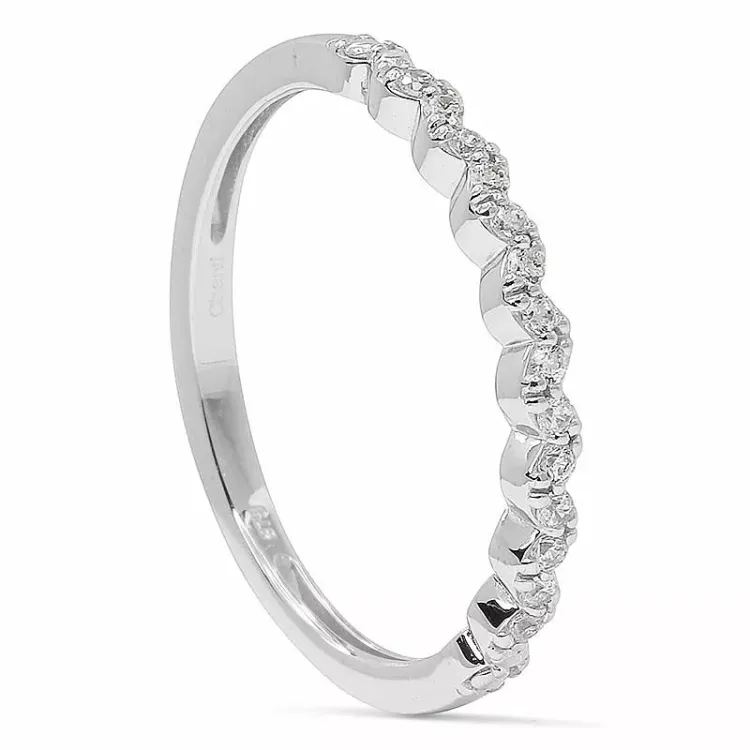 Enkel smal zirkon ring i 9 karat vitguld