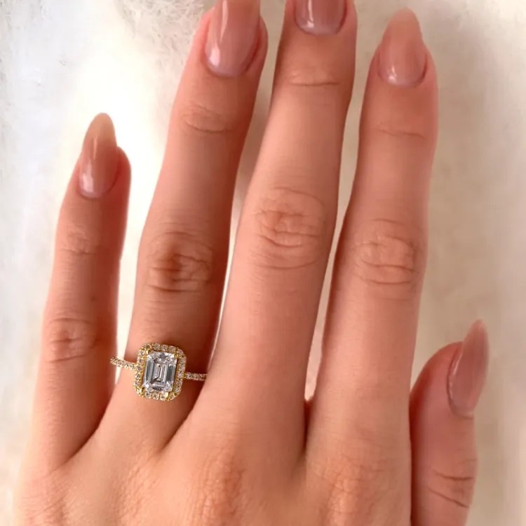 vit zirkon ring i 9 karat guld - Gold Collection