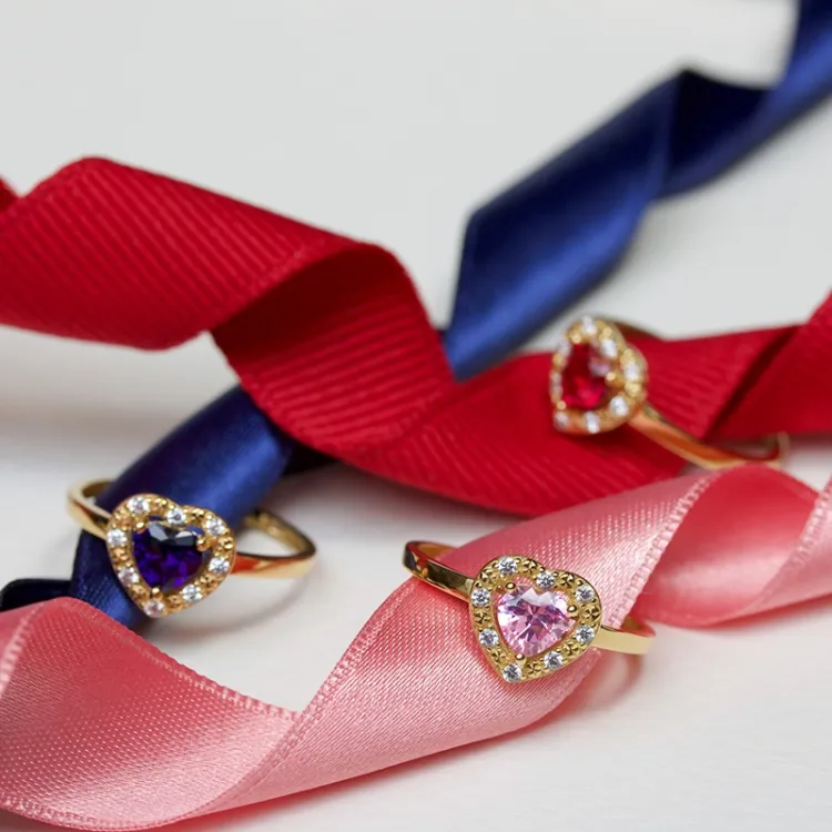 elegant hjärta rosa zirkon ring i 9 karat guld - Gold Collection