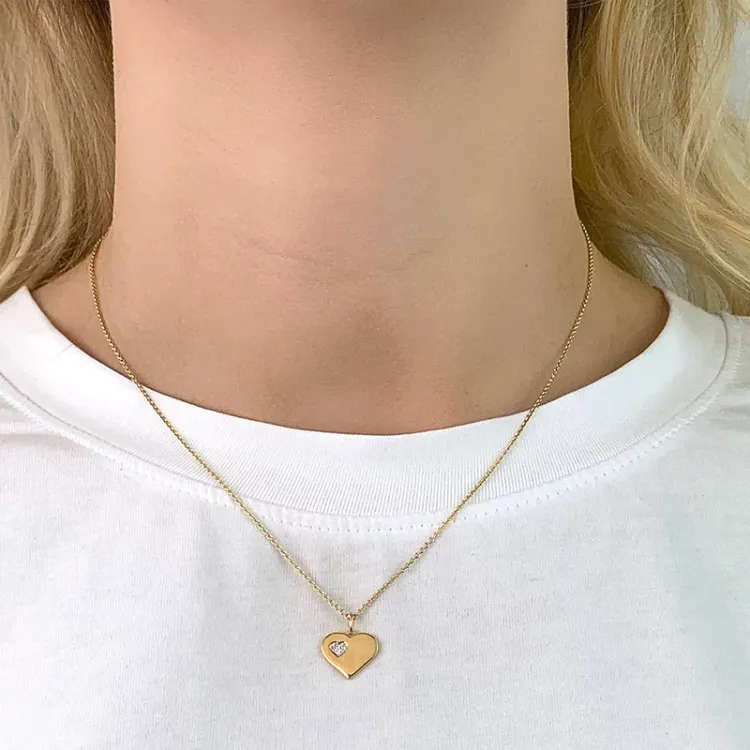 Hjärta diamant hängen i 9 carat guld med rodium 0,020 ct