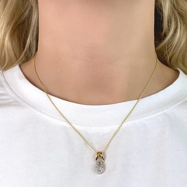 droppe hängen i 9 karat guld med rhodium