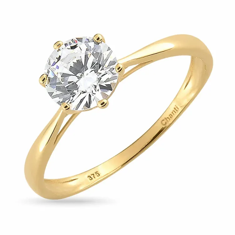 guldringar: solitärring i 9 karat guld - Gold Collection
