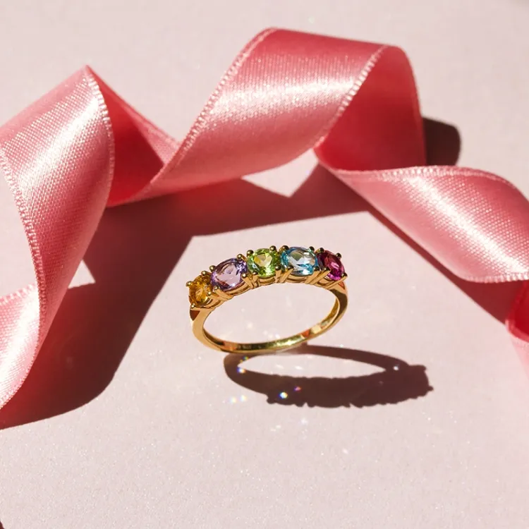 guldringar: multifärgat ring i 8 karat guld - Gold Collection