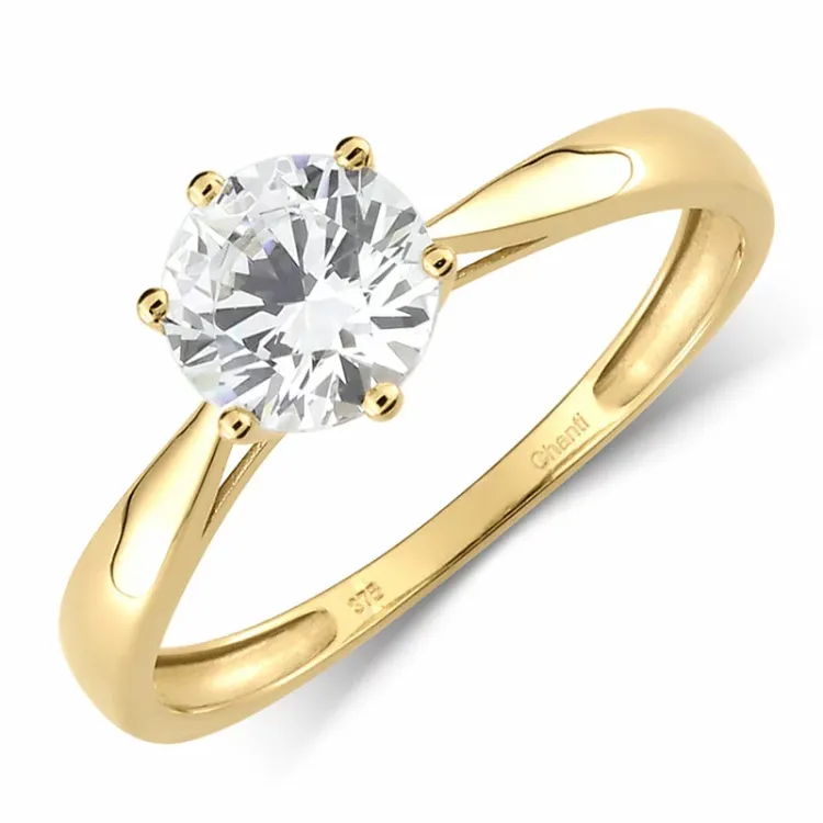 guldring solitärring i 9 karat guld - Gold Collection