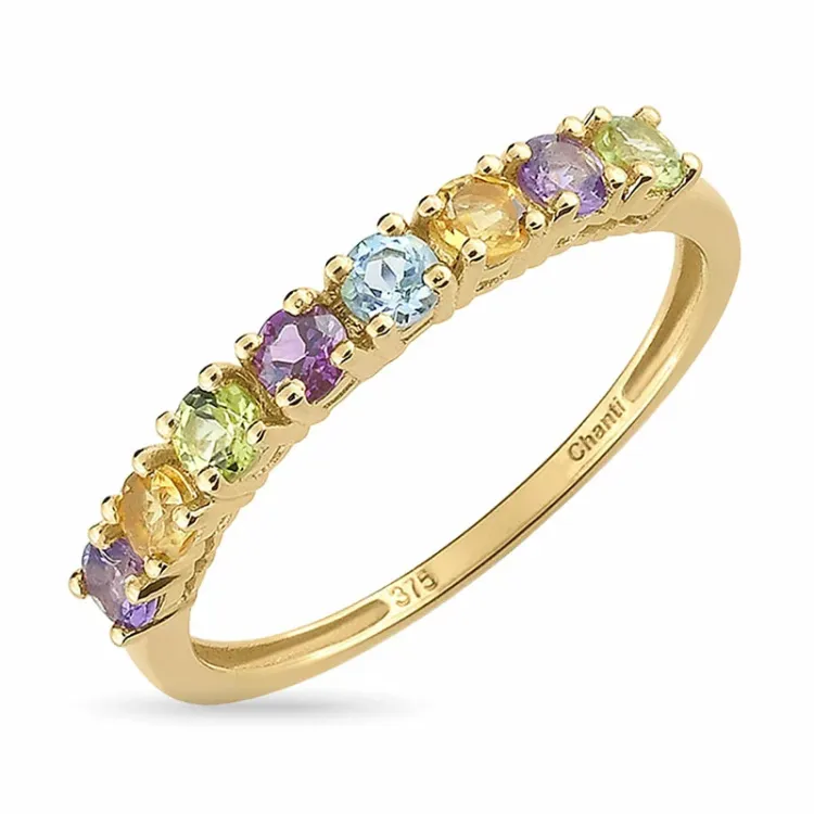 smal multifärgat ring i 8 karat guld - Gold Collection